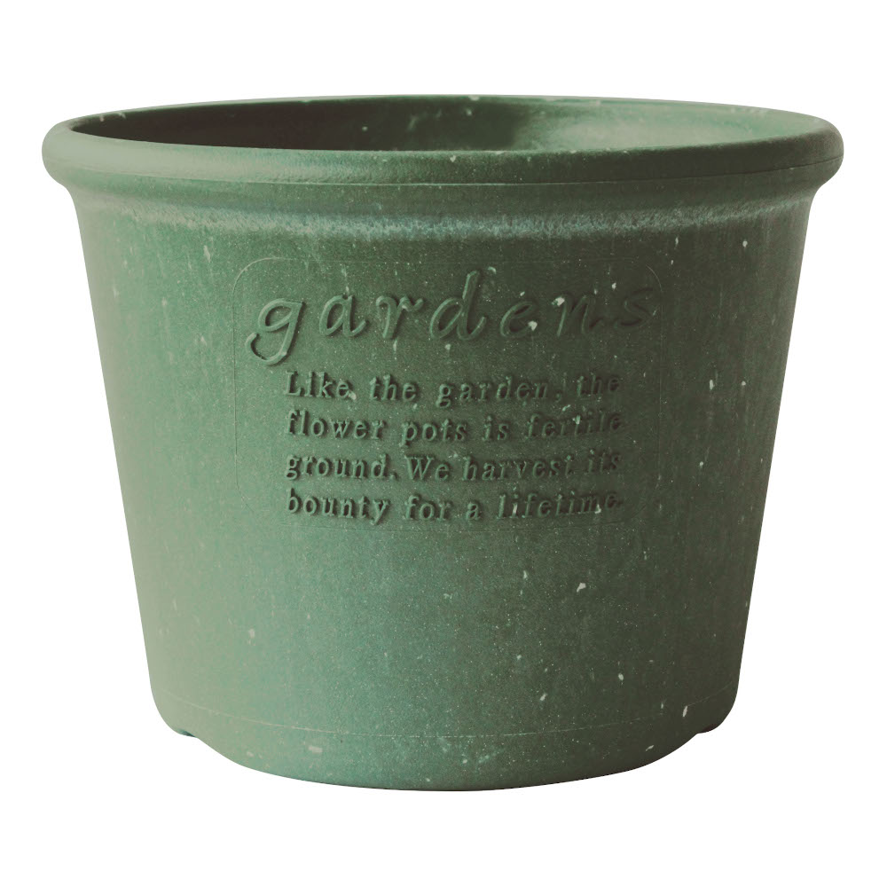 Hachiman Garden Plant Pot Round Shallow No8-s Green Eco Recycled Paper Mix 5.5l D240mm