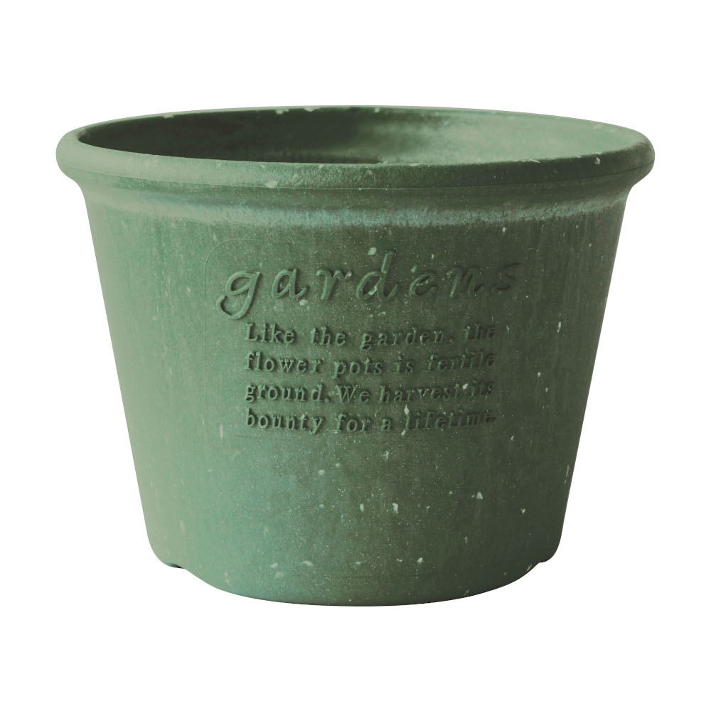 Hachiman Garden Plant Pot Round Shallow No7-s Green Eco Recycled Paper Mix 3.8l D210mm