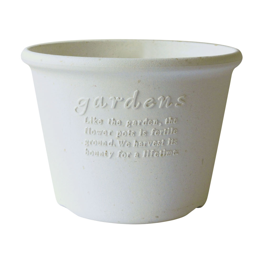 Hachiman Garden Plant Pot Round Shallow No7-s White Eco Recycled Paper Mix 3.8l D210mm