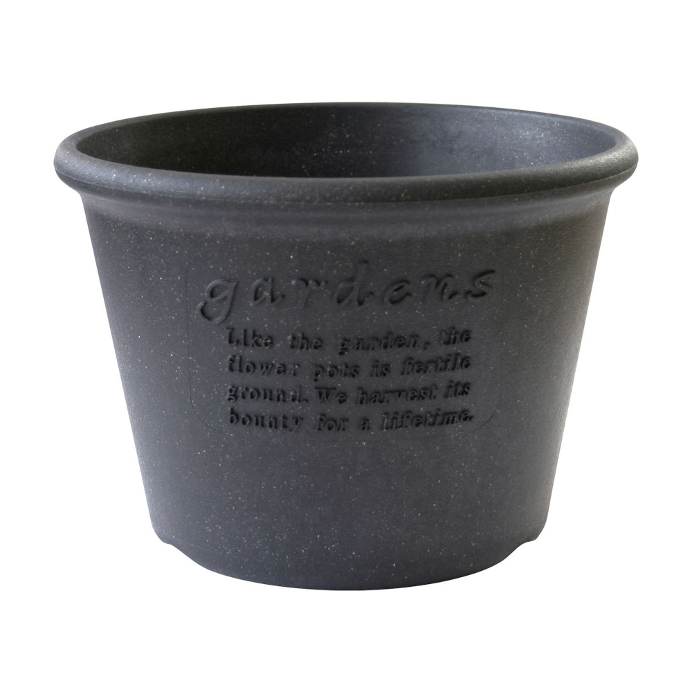 Hachiman Garden Plant Pot Round Shallow No7-s Black Eco Wood Pulp Mix 3.8l D210mm