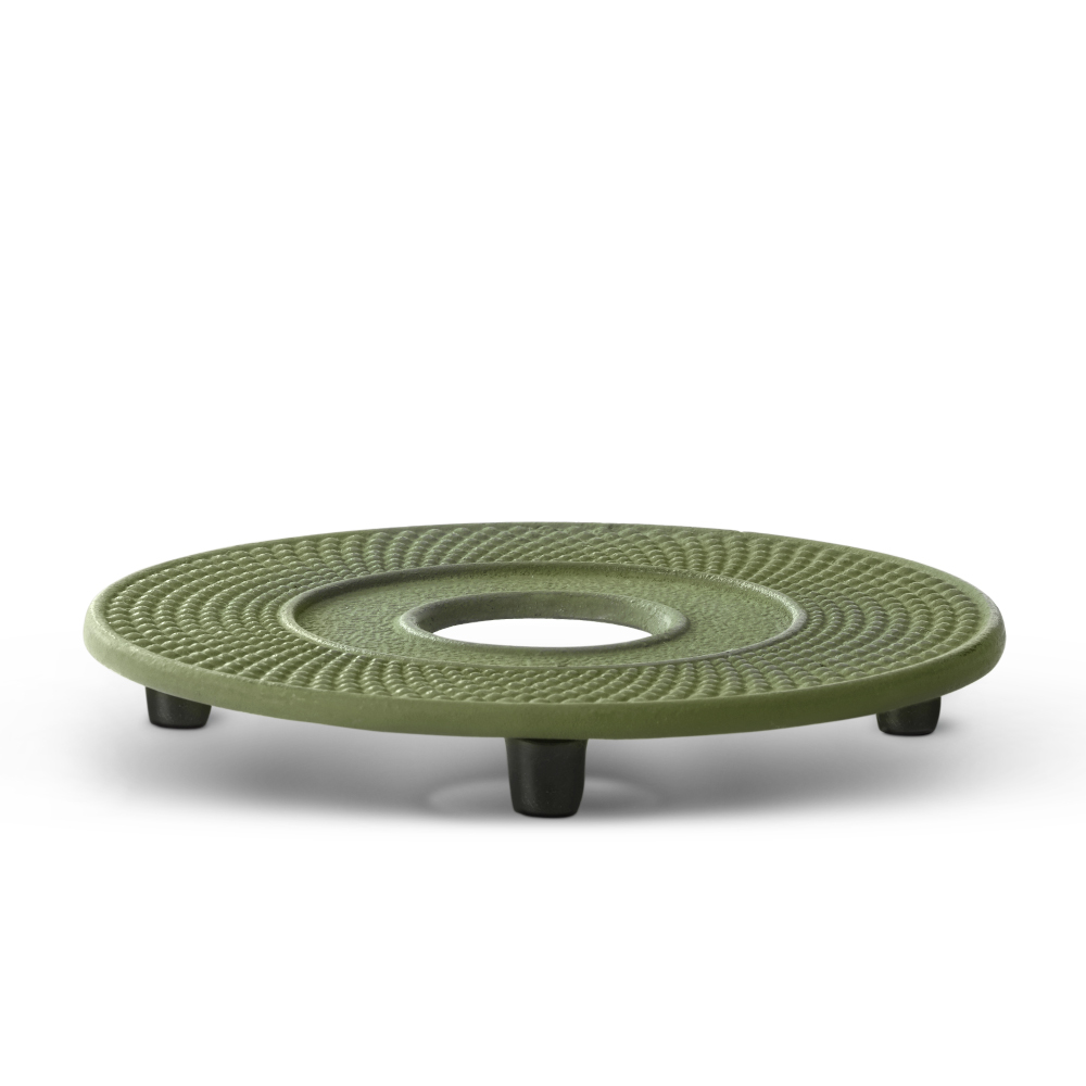 bredemeijer-bredemeijer-drink-coaster-or-table-trivet-xilin-design-cast-iron-in-green-with-rubber-feet