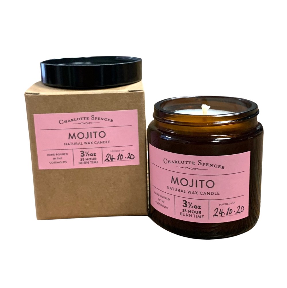 Charlotte Spencer Candle Mojito Scent 3.5oz Natural Wax 35 Hrs Burn Time