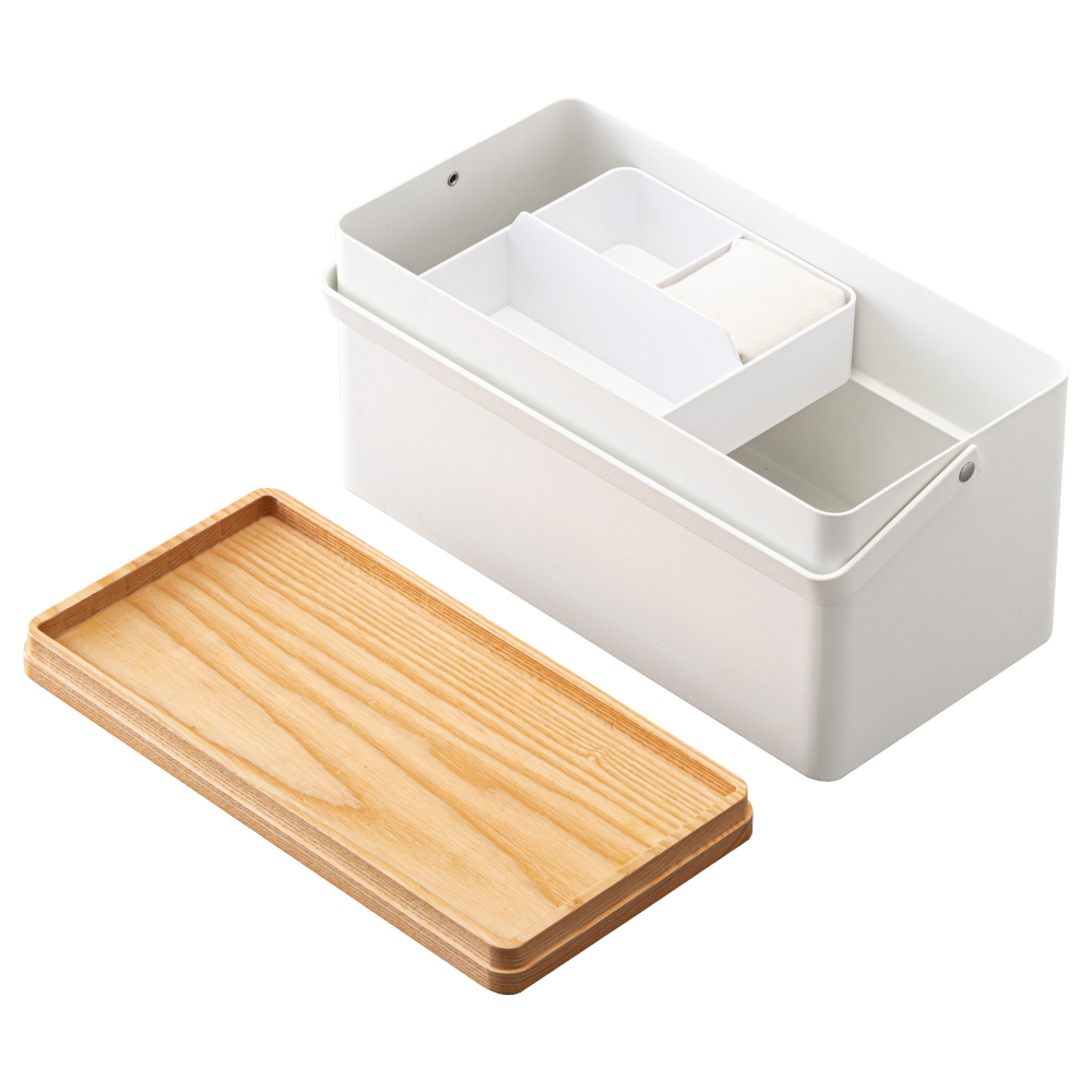 Yamazaki Tower Sewing Box With Pin Cushion  &  Carry Handle In White