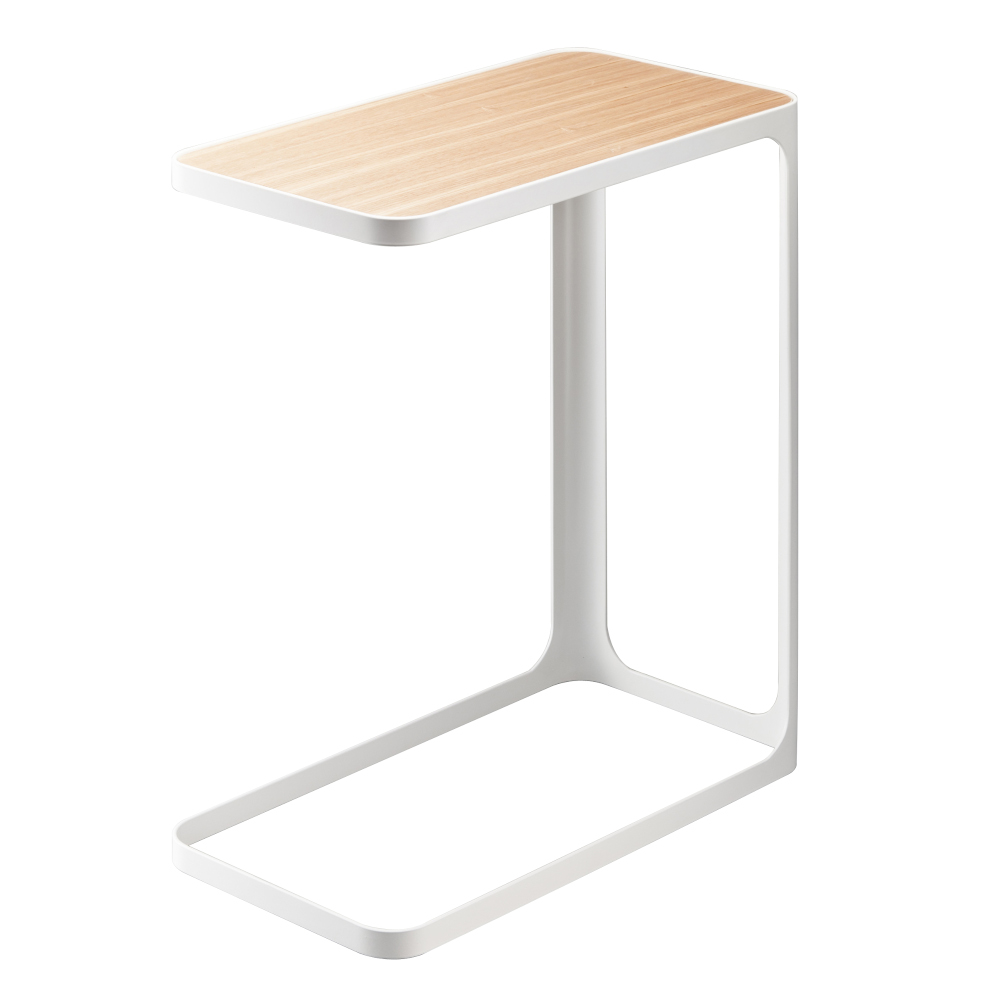Yamazaki Frame Side Coffee & Reading Lounge Table Light Wood Veneer Surface In White