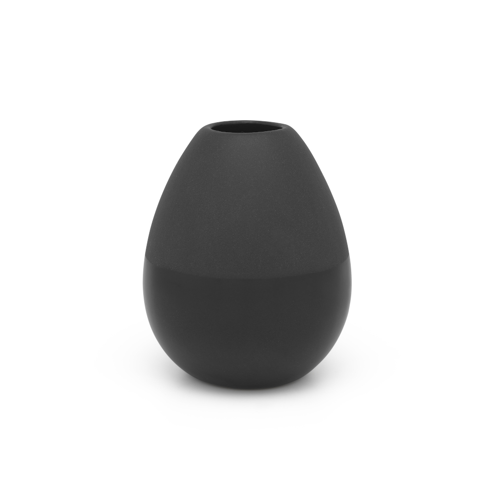 Zilverstad Vase Como Design In Stoneware In Matt & Gloss Black Finish Small