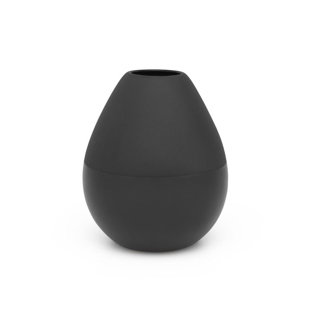 Zilverstad Vase Como Design In Stoneware In Matt & Gloss Black Finish Medium