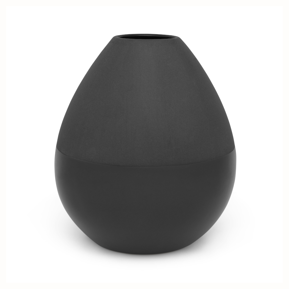 Zilverstad Vase Como Design In Stoneware In Matt & Gloss Black Finish Large