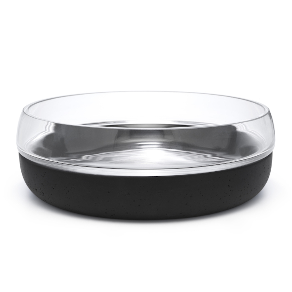 Zilverstad Bowl Solido In Black Concrete With Glass Upper Dia 22x7cm