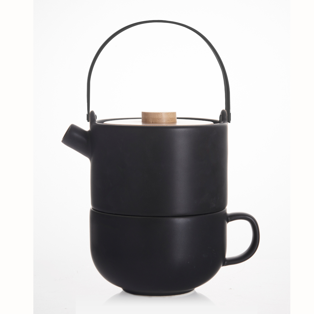 Bredemeijer Bredemeijer Tea For One Set Umea Design In Black With Bamboo Lid