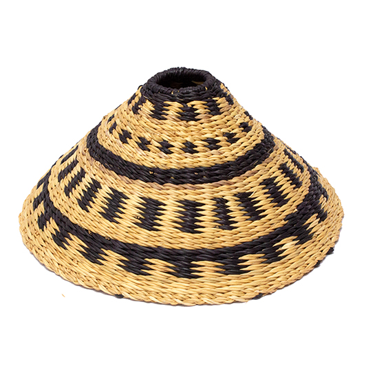 Ghanaian Woven Light Shade 'Monochrome Natural Band&#x27