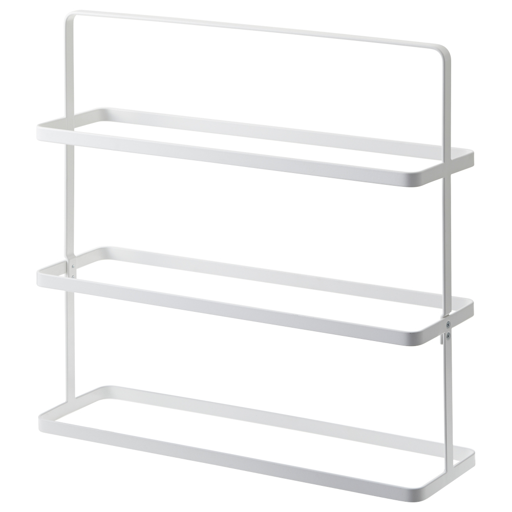 Yamazaki Tower Shoe Rack Low  &  Wide With 3 Levels And Carry Handle In White