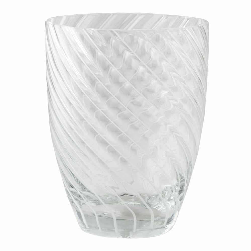 Italesse Italesse Vertigo Handcrafted Single Glass Tumbler In Transparent  &  White