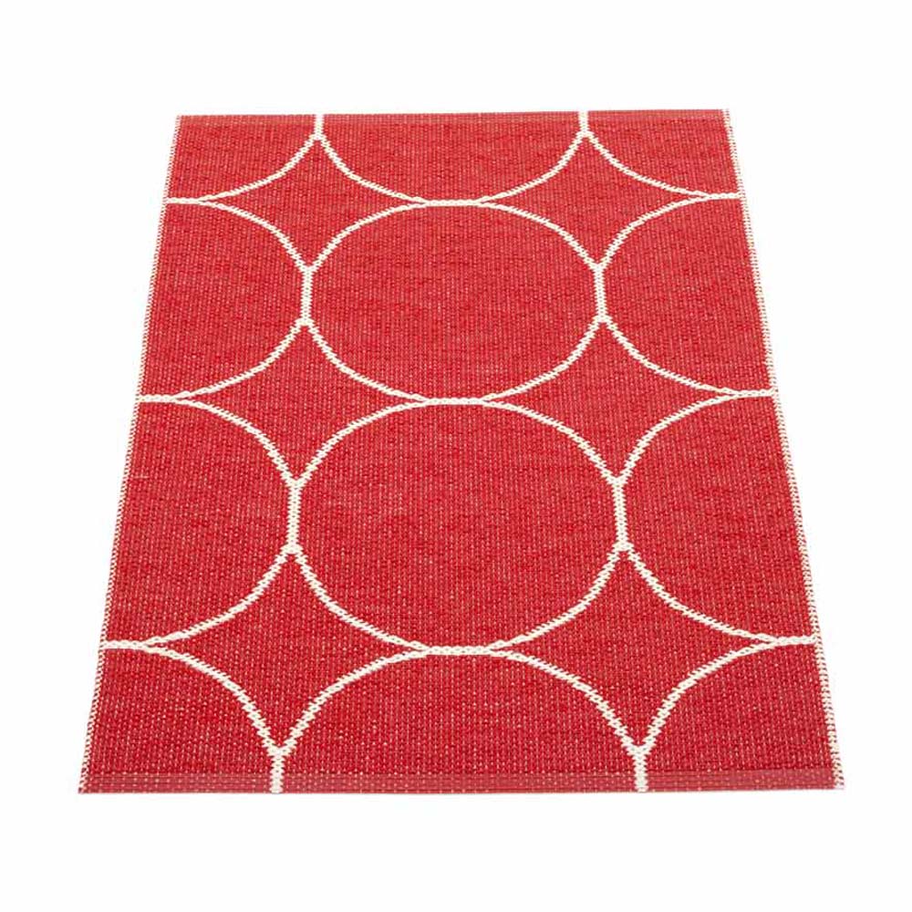 Pappelina Of Sweden Boo Design Washable Sustainable Rug 70x100cm In Red & Vanilla