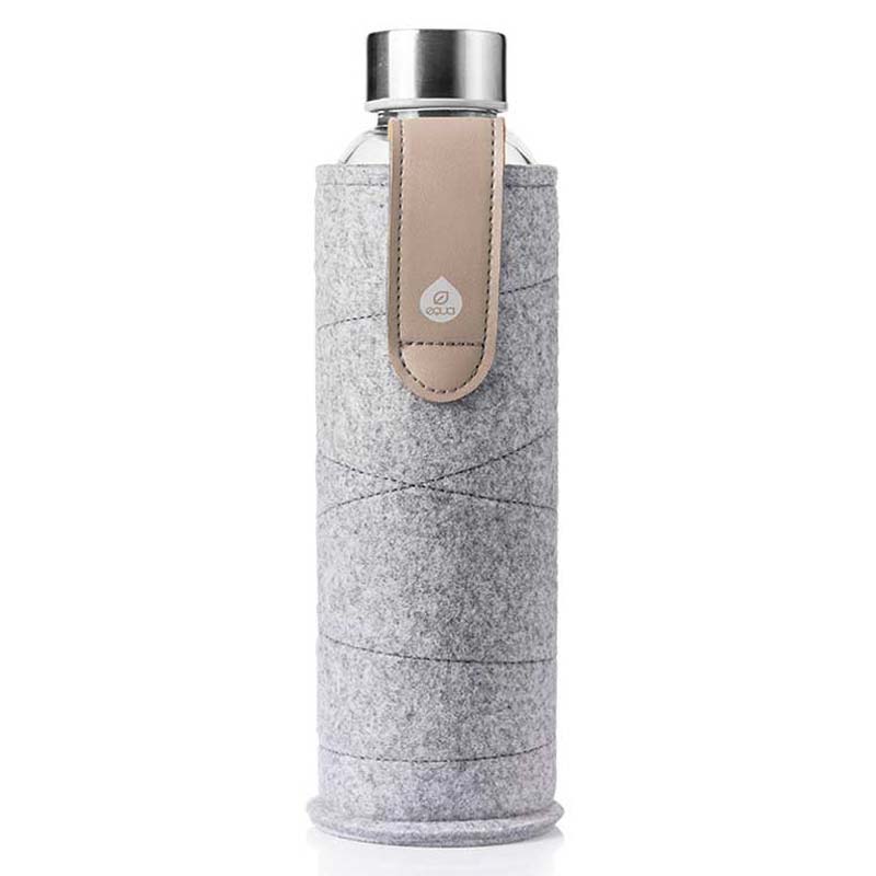 Equa Easy Clean Water Bottle Tough Glass 750ml Mismatch Sand Sky Felt Cover