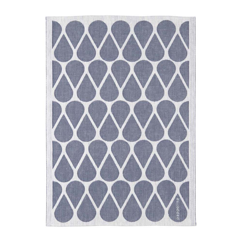 Pappelina Of Sweden Otis Design Kitchen Tea Towel Woven From Bio-organic Cotton & Linen In Blue