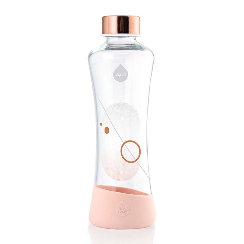 Easy Clean Water Bottle Tough Glass 550ml Metallic Rose Gold