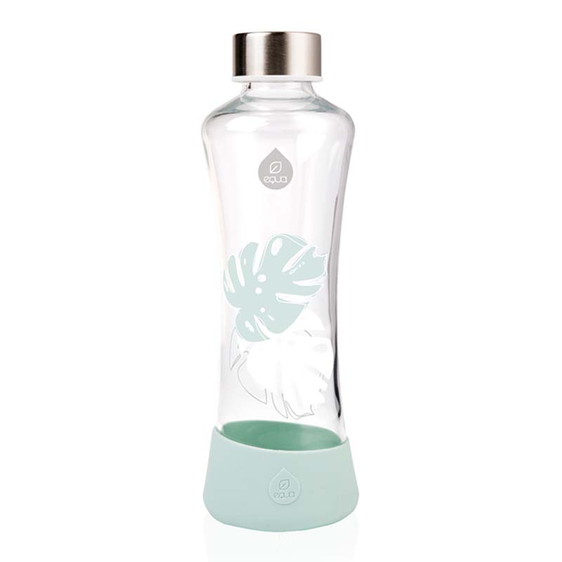 Easy Clean Water Bottle Tough Glass 550ml Urban Jungle Monstera