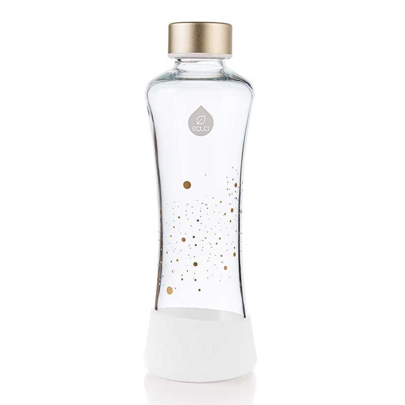 Equa Easy Clean Water Bottle Tough Glass 550ml Stardust Infinity