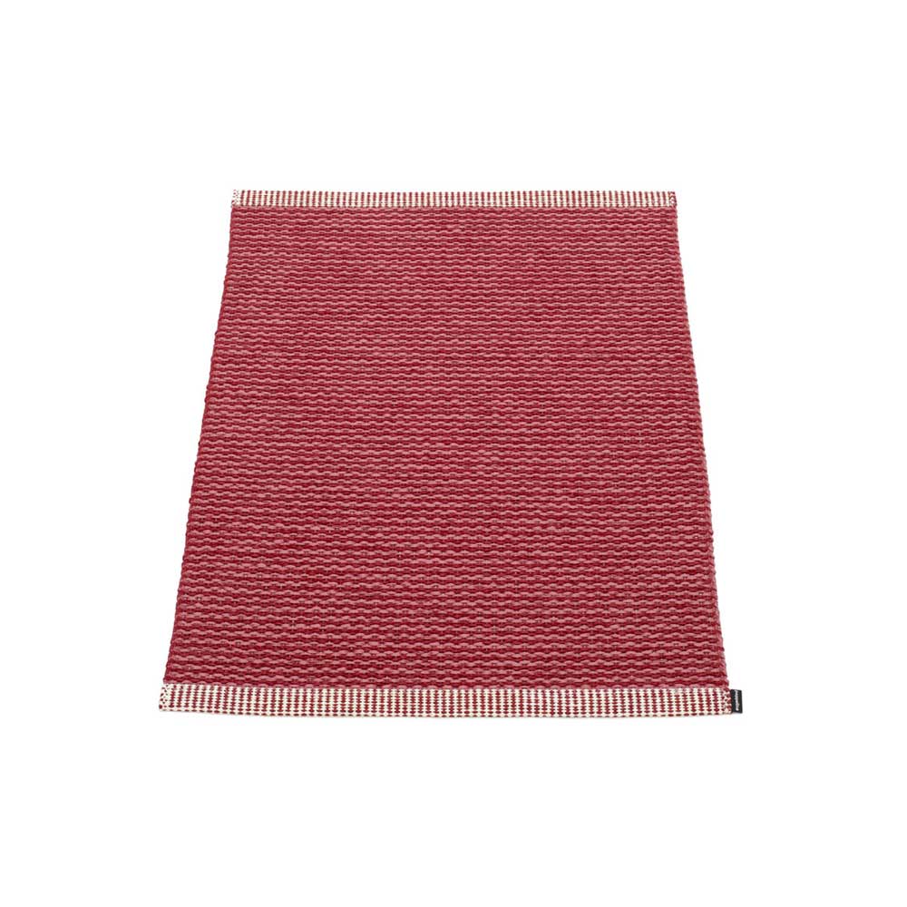 Pappelina Pappelina Of Sweden Mono Design Washable Sustainable Rug 60x85cm In Blush  &  Dark Red