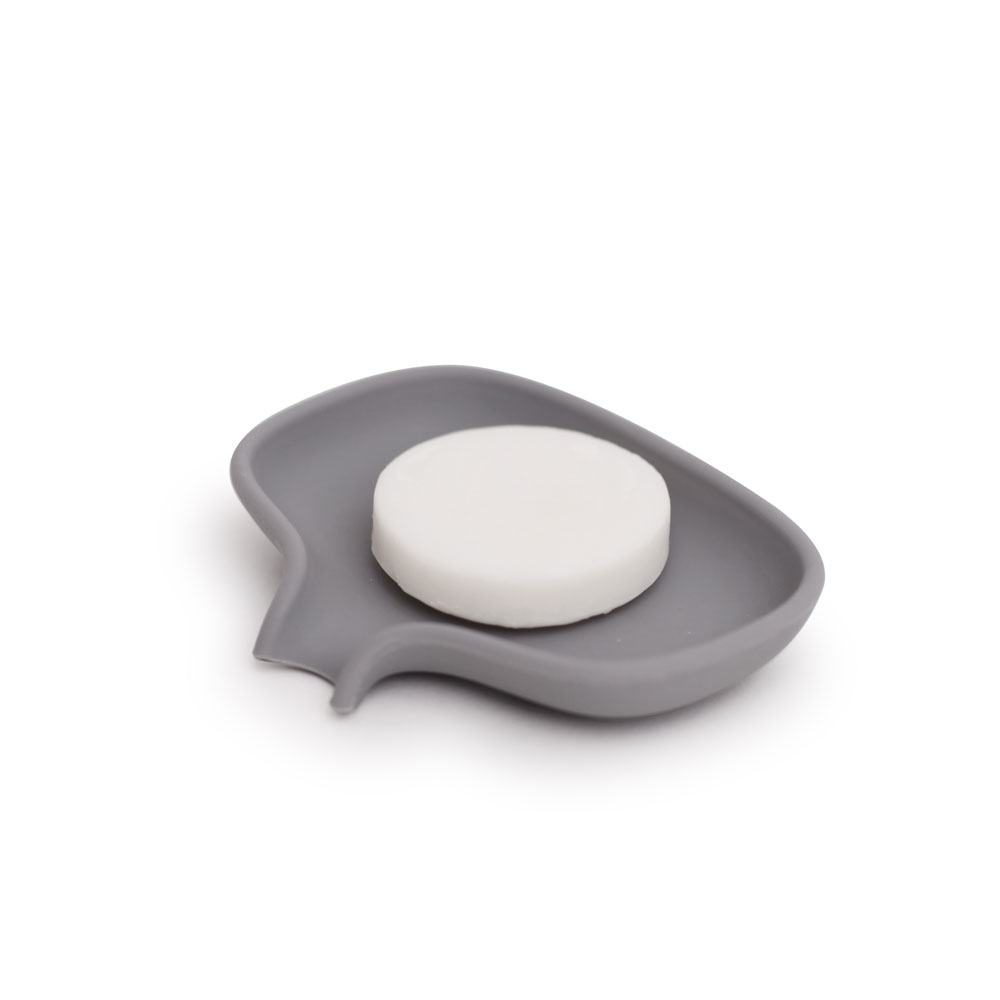 Bosign Flow Soapsaver Soap Dish Small With Draining Spout In Grey Recyclable Silicone