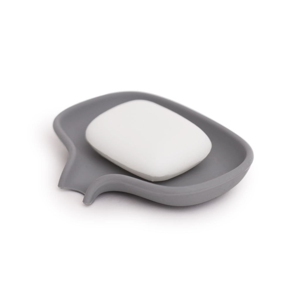 Bosign Bosign Flow Soapsaver Soap Dish Large With Draining Spout In Grey Recyclable Silicone