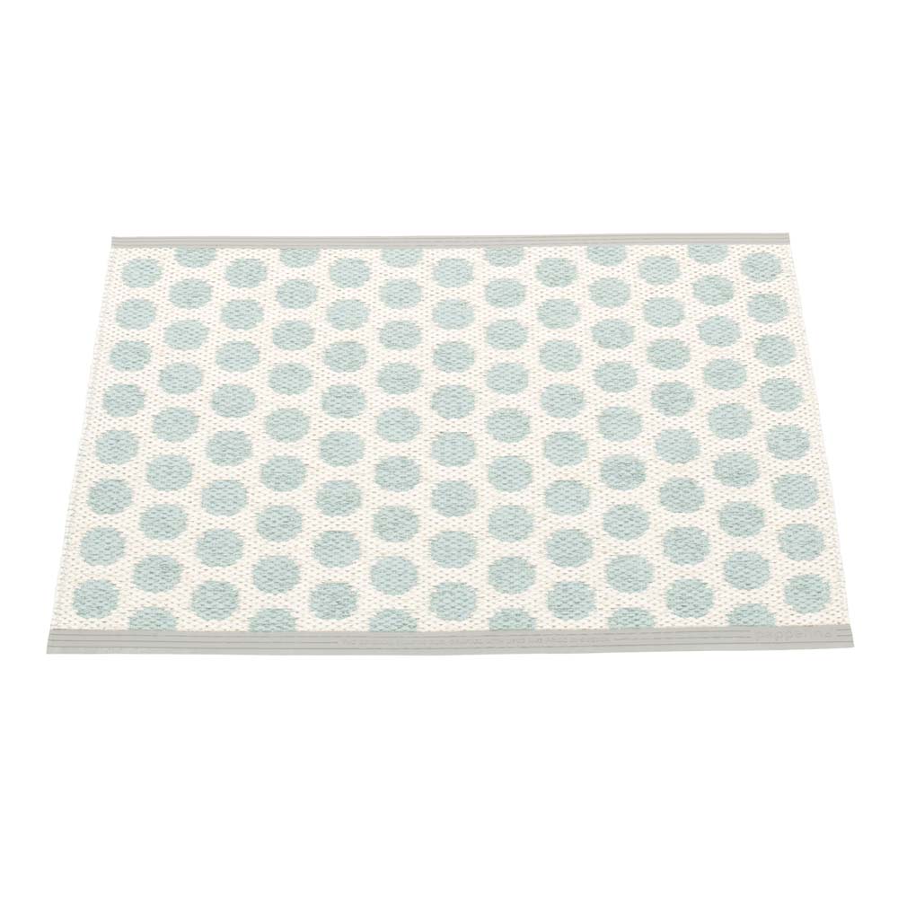 Pappelina Of Sweden Noa Design Washable Sustainable Rug 70x50cm In Pale Turquoise & Vanilla