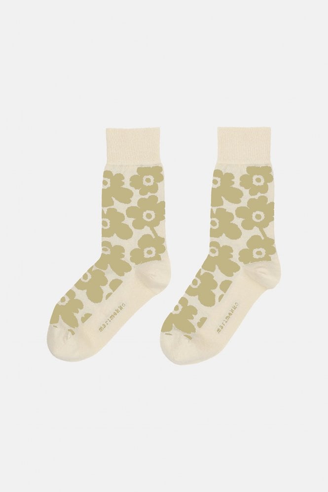 Marimekko Kirmailla Unikko Socks In Beige And White