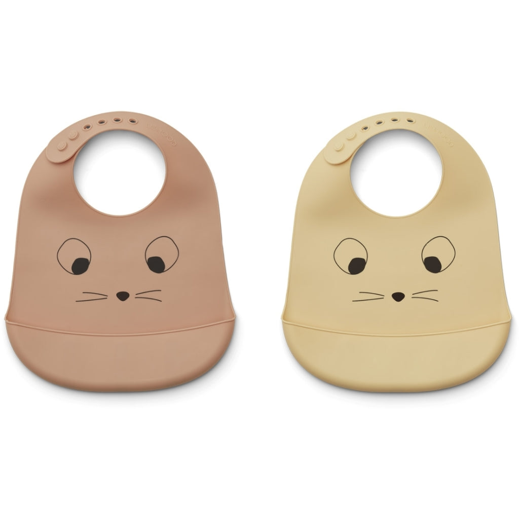 Tilda Silicone Bib 2-pack Mouse Wheat Yellow Mix