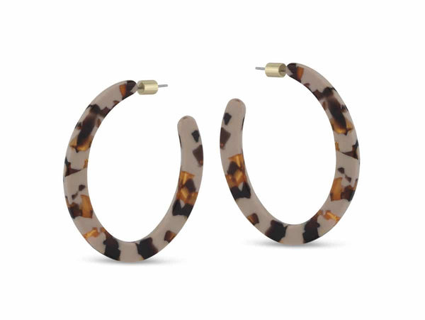 Big Metal London Sophia Statement Resin Hoops - Cappuccino And Brown