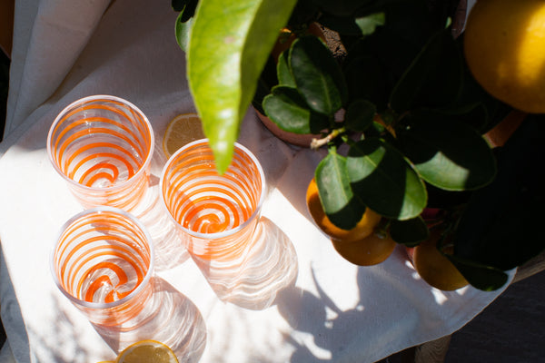 Murano Spiral Tumbler - Orange With White Rim