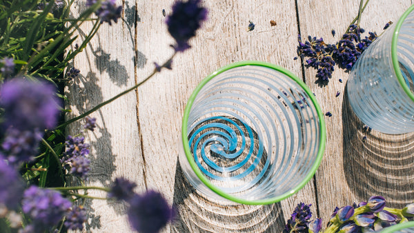 Murano Spiral Tumbler - Blue With Green Rim