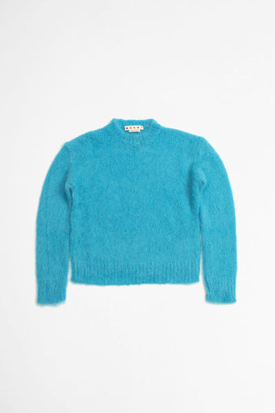 Long-sleeved Crewneck Sweater Turquoise