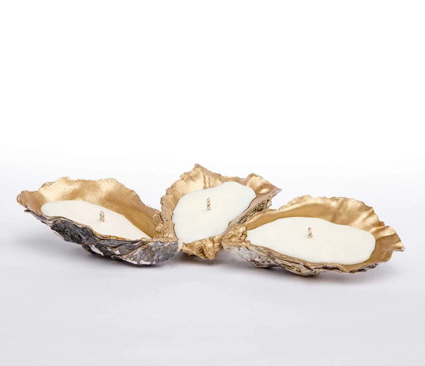 Gold Gilded Oyster Shell Candles - Set Of 3