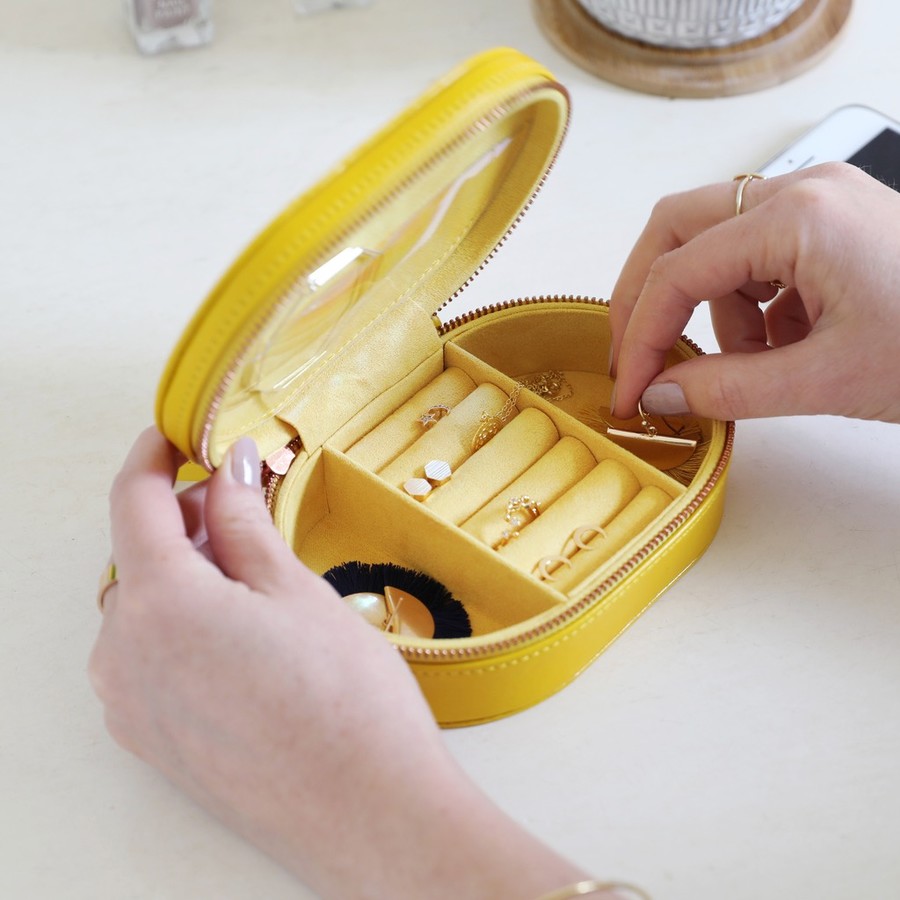 Yellow Oval Travel Jewellery Box