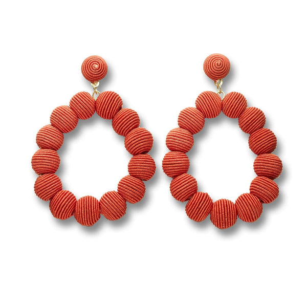 Narratives The Agency Red Woven Ball Oval Earrings