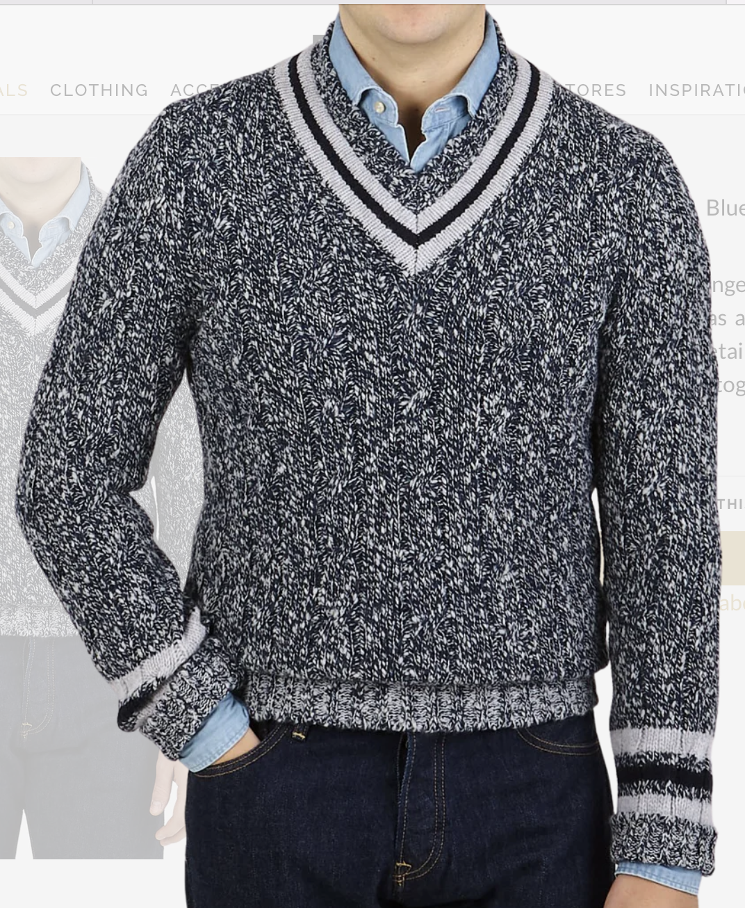 Blue Melange Wool V-Neck Sweater