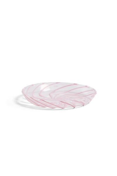 Spin Saucer Set Of 2 - Clear With Pink Stripe