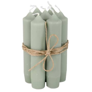 Set Of 6 Dusty Green Short Dinner Candles