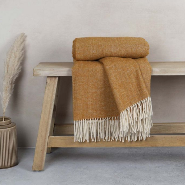 Ochre Wool Throw