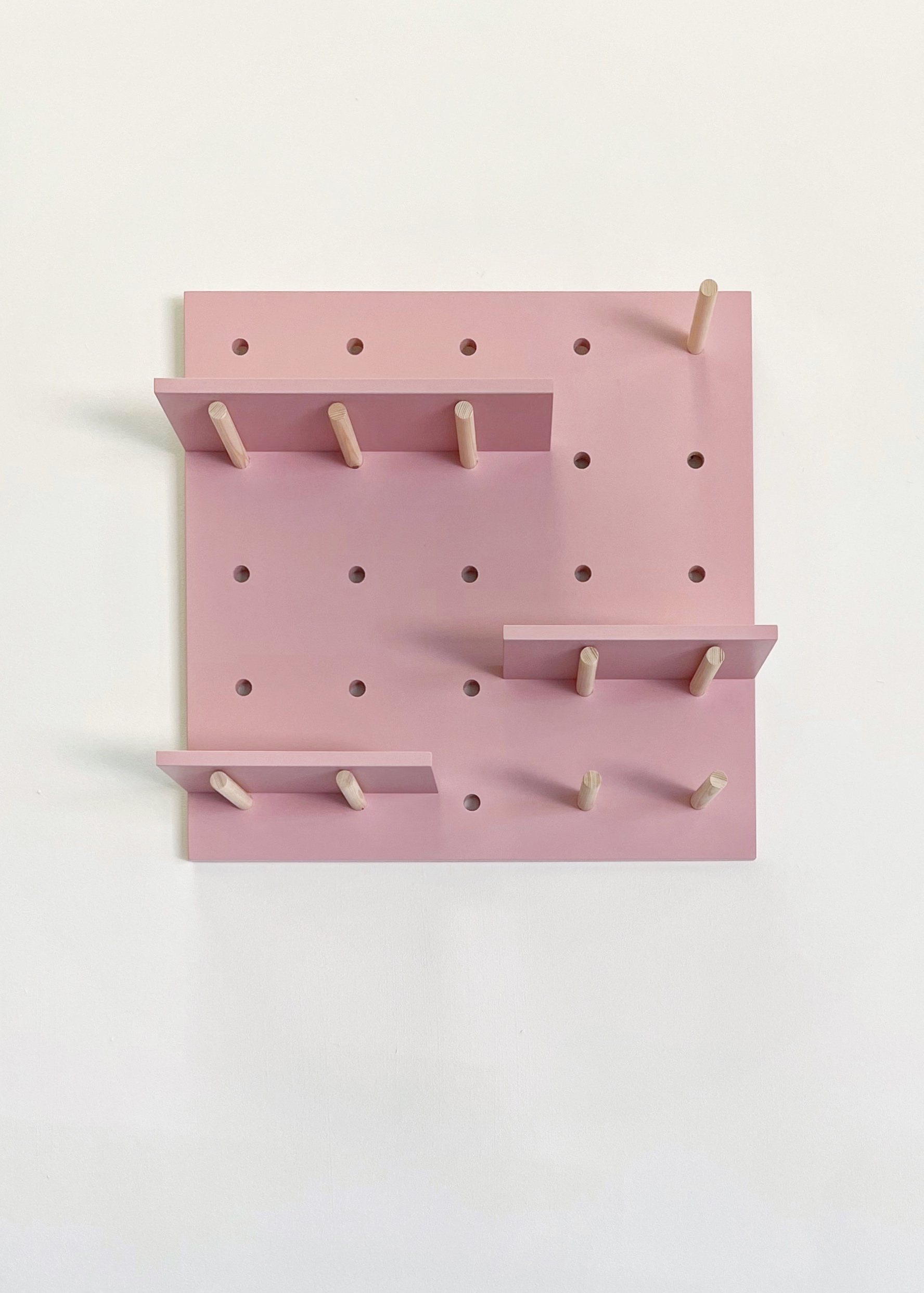 Little Deer Square Pegboard Adjustable Shelving Unit with Shelves & Pegs in Blush Pink