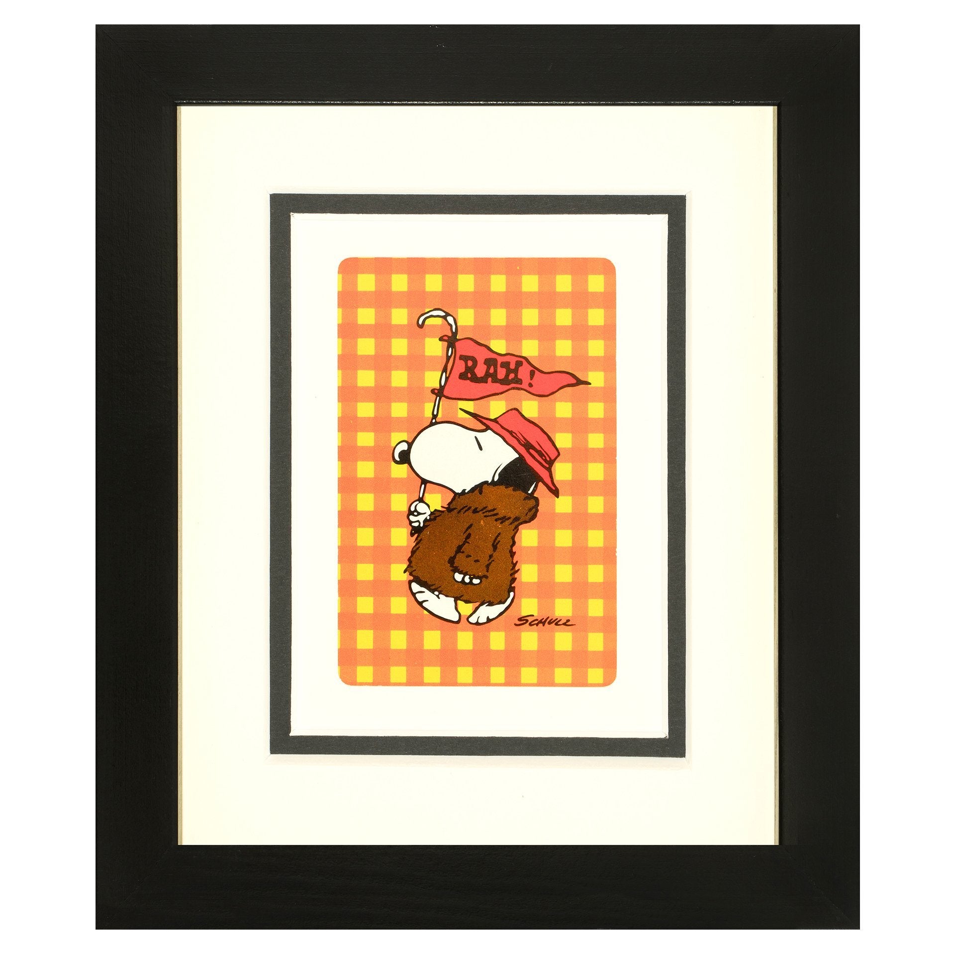 Framed Snoopy Playing Cards - Snoopy With Flag