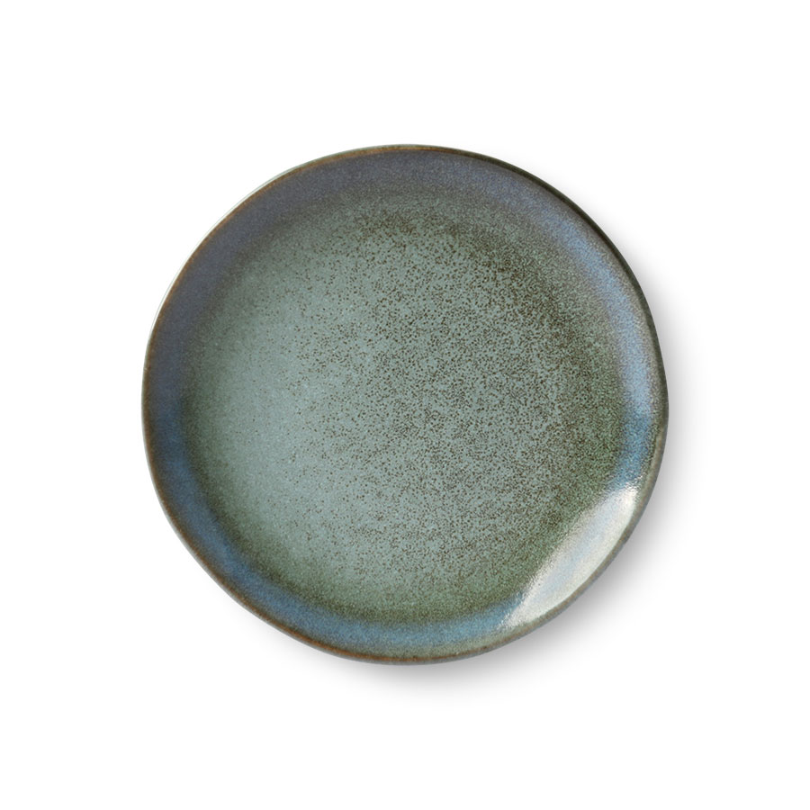 HK Living 1970s ceramics: dessert plate moss