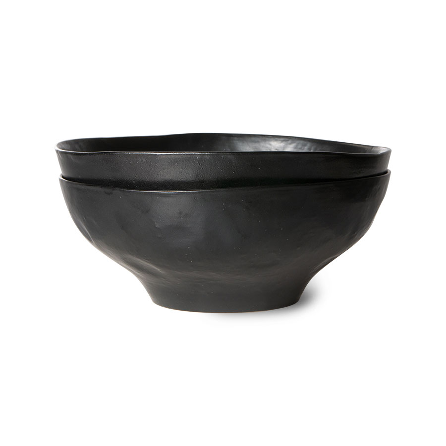 HK Living Bold & Basic ceramics: large bowl black set of 2