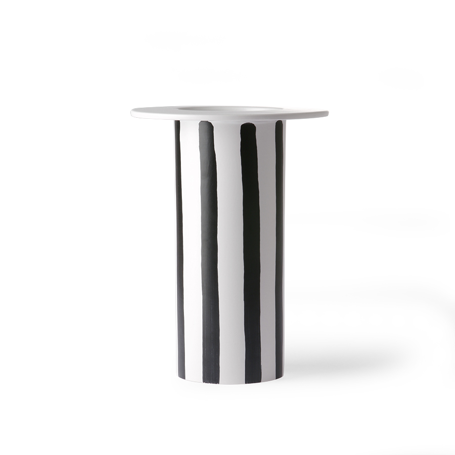 HK Living Ceramic Vase Black and White Striped