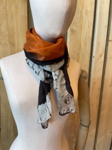 Scarf - Silk Ombre Black & Taupe