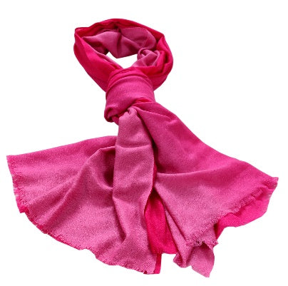 Scarf - Silk Wool Ombre Pink With Pink