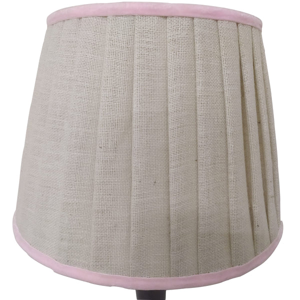 Al Limra Medium Bleached Jute Lampshade With Baby Pink Trim