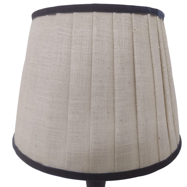 Large Bleached Jute Lampshade With Charcoal Trim