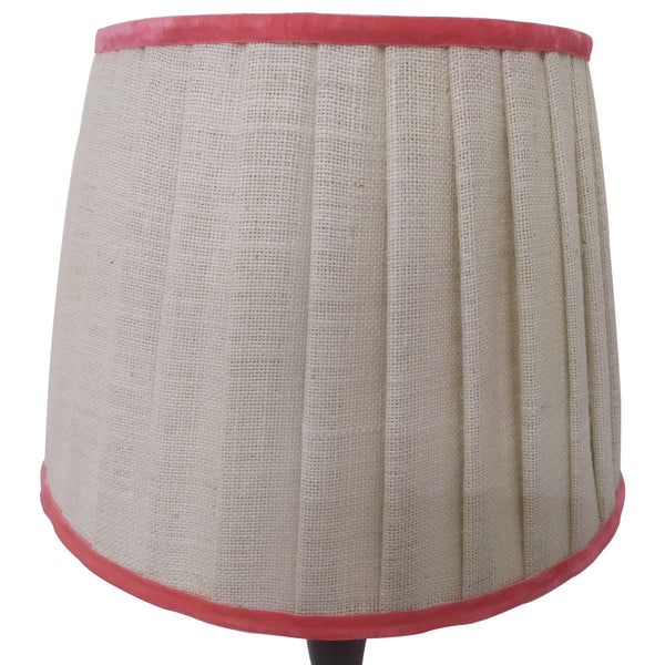 Large Bleached Jute Lampshade With Coral Trim