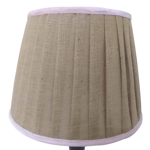 Large Jute Lampshade With Baby Pink Trim